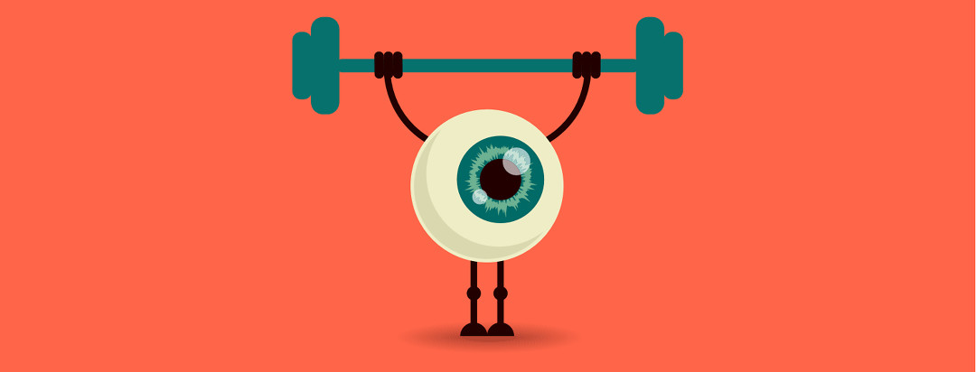 An eyeball lifting weights.
