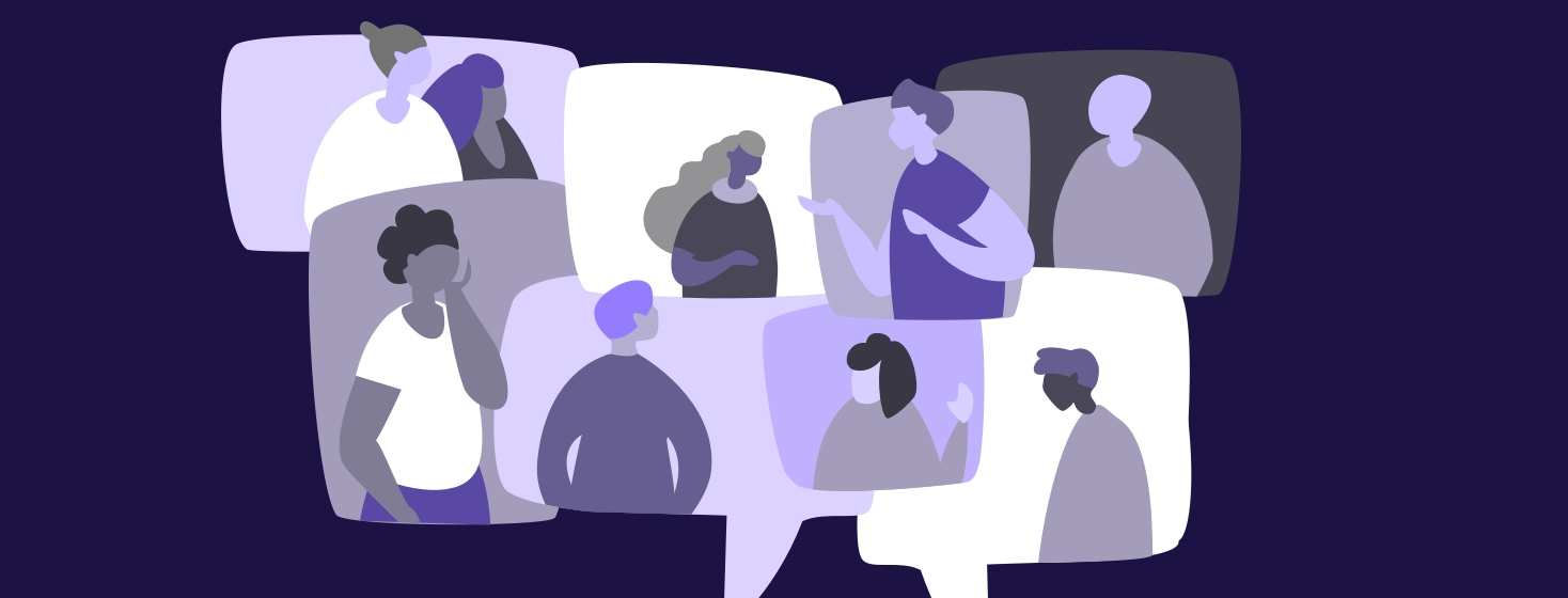 A diverse community of people discussing and sharing ideas.