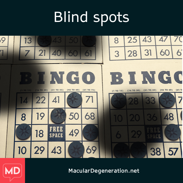 A bingo board is obscured with blind spots