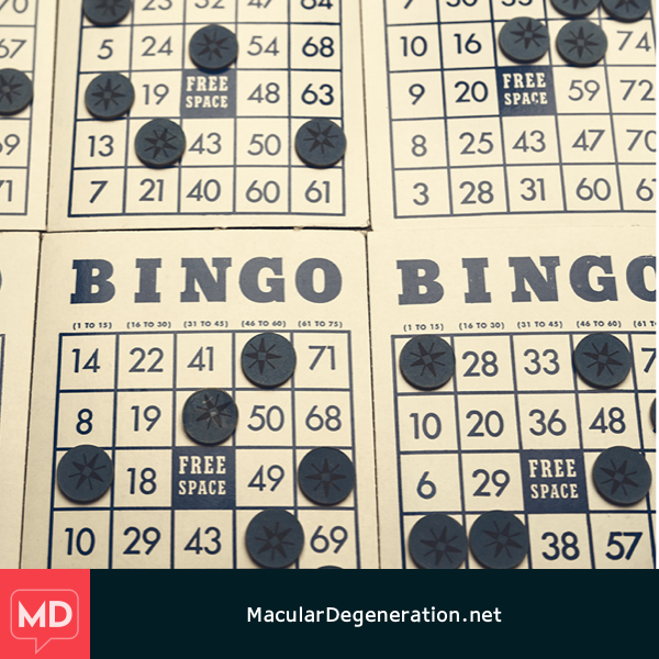 A black and white bingo board
