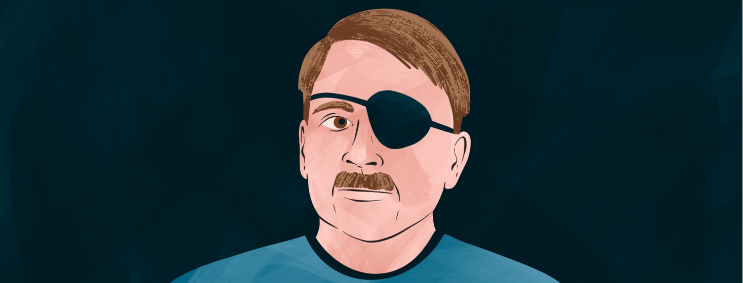 A man wearing an eye patch.