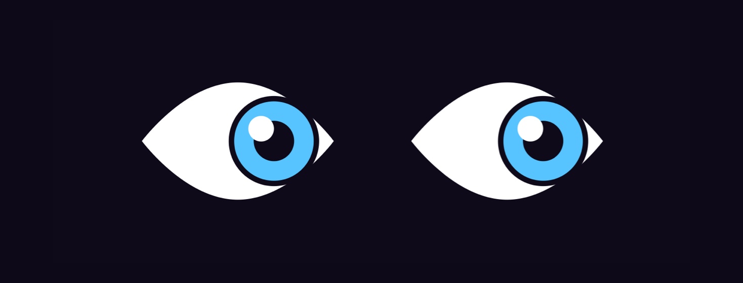 A pair of eyes in the dark, looking to the side.