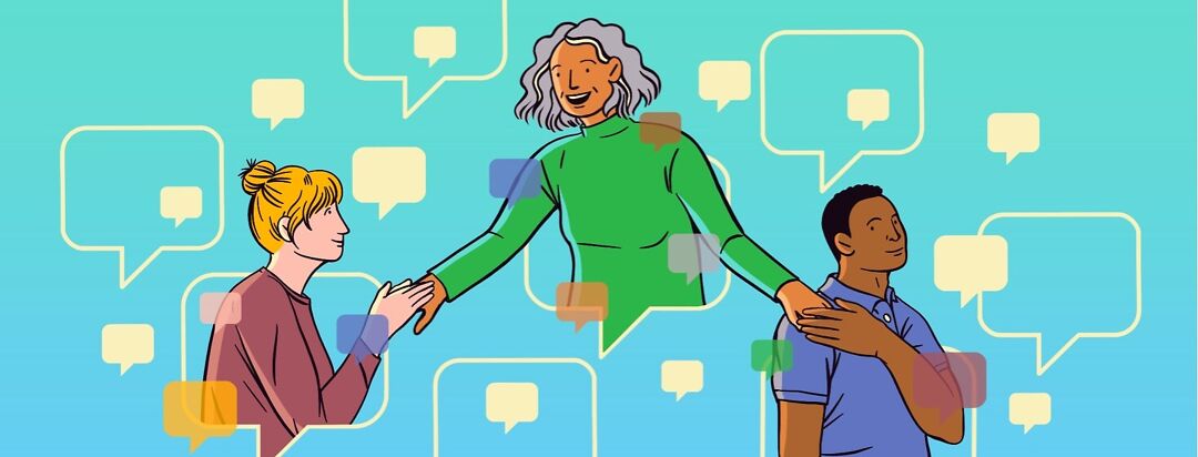 People connecting through individual speech bubbles