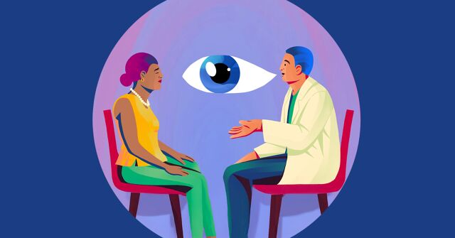 A doctor and patient discussing eye health